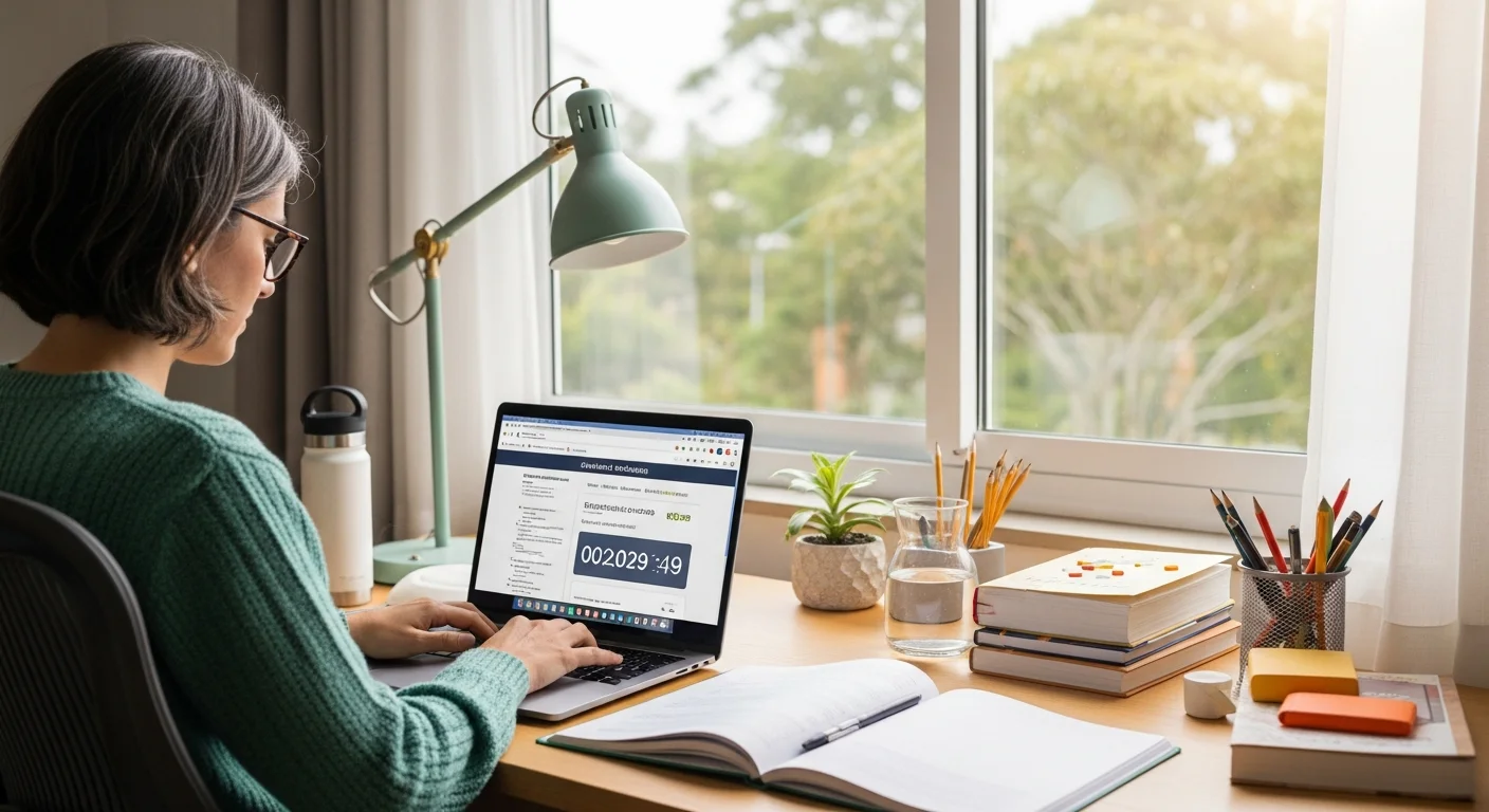 Pessoa estudando em computador com o melhor site de simulados da ANAC em ambiente iluminado